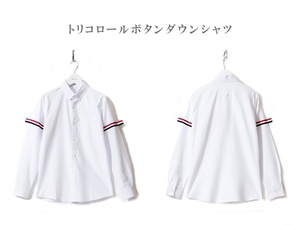 【 2022 新着 】 トリコロール ボタンダウンシャツ ◆ 白 ◆ L / メンズ 未使用 / コットン 綿 ボタンダウン オックスフォード ふっくら