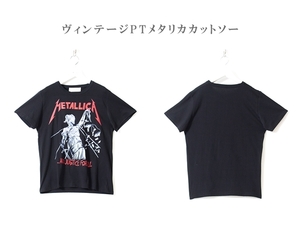 【 2022 新作 】 メタリカ Tシャツ ◆ 黒 ブラック black ◆ L / メンズ 新品 日本 春 / 綿 グラフィック 柄 洗い加工 ロックT 成型編み