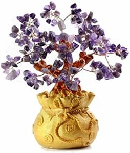 紫水晶( アメジスト) Lupo(ルポ) 招財樹 金のなる木 壺型 水晶 風水 パワーストーン 商売繁盛 金運 装飾品 カラーが