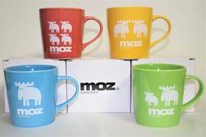 新品本物非売品即決　４点セット　moz sweden（モズ）カラフルマグカップ　容量約220ml　４色（レッド,イエロー,ブルー,グリーン）来客用等