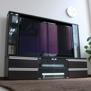 テレビ台150cm ダークブラウン 50インチ対応 壁面収納型 ハイタイプ 扉付き テレビボード TV台 TVボード ゲート型