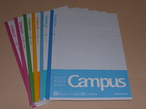 Ｂ５キャンパスノート(ドット入り理系線)Ｂ罫３０枚　　６冊セット