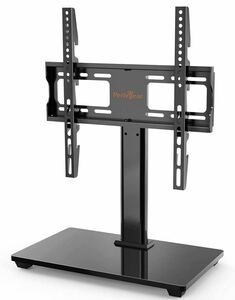 Perlegear テレビスタンド テレビ台 机上 小型 壁寄せ 32-55インチ対応 耐荷重40kg 左右回転35度高さ調節可能 強化ガラス製ベース