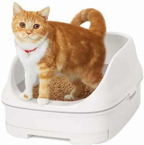 [限定ブランド] スマイリーBOX 猫用トイレ本体 ニャンとも清潔トイレセット [約1か月分チップ・シート付] オープンタイプ ク