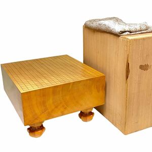 高級 碁盤 天然木 重厚 6寸4分 約20kg 天地柾 柾目 綺麗 桐箱 保存布 付属 囲碁 道具 骨董