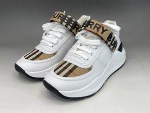 BURBERRY バーバリー 8025543 ロゴプリント ヴィンテージチェック レザー スニーカー UK3.5/EU36.5(約23.5cm) 未使用品