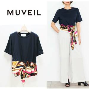 《MUVEIL ミュベール》新品 定価28,600円 スカーフベルト カットソー Tシャツ 38(M) A6157