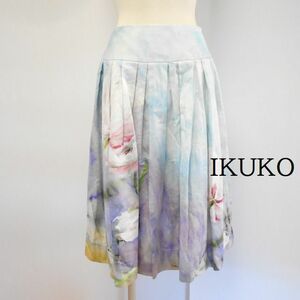 743350 IKUKO イクコ 水色×紫×花柄 スカート 2