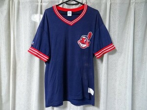 希少 80年代 ビンテージ ラッセル USA製 メジャーリーグ MLB インディアンズ 野球 Tシャツ Lサイズ レトロ 当時物
