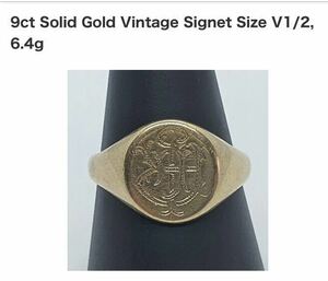 9ct Solid Gold Vintage Signet Size V1/2, 6.4g