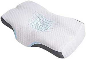 メモリーフォーム枕、硬い肩、枕カバー、サイドスリーピングサポート、睡眠サポート 2つの調節可能な高さ 中空デザイン 枕カバー 洗える 白