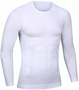 ホワイト-1 XL メンズ コンプレッションウェア 加圧シャツ 加圧インナー 通気防臭 スポーツウェア トレーニングウェア 長袖