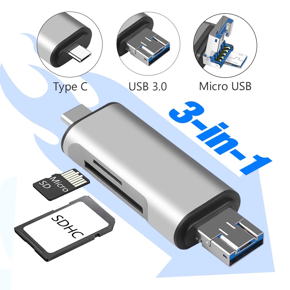 送無)スーパースピード USB3.0 搭載！ カードリーダー USB / マイクロUSB / Type-C カードリーダー,Android Windowsスマートフォン,Macbook