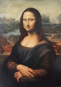 商品実物の写真です【模写】『モナ・リザ』レオナルド・ダ・ヴィンチ　本物の油絵による複製画　原寸近似　M20号　絵画　油彩画