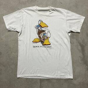 80s 80年代 JOHN BARON Hanes Tシャツ 半袖 アヒル ビンテージ ヴィンテージ 古着 OLD シングルステッチ QUACK A COLD ONE!