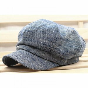 キャスケット帽子 肌触りの良い柔らかなガーゼ生地 綿 リネン キャップ 帽子 57㎝ メンズ レディース BL 春夏　KC19-5