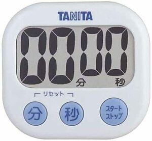 タニタ キッチン タイマー マグネット付き 大画面 100分 ホワイト TD-384 WH でか見えタイマー 約76×82×23.