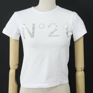 e15515 即決 本物 N°21 numero ventuno ヌメロヴェントゥーノ キッズ KIDS ロゴ Tシャツ 半袖 ホワイト シルバープリント