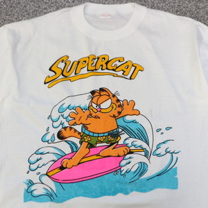 80s 90s GARFIELD ガーフィールド SUPER CAT Tシャツ L サーフィン サーフ ネコ キャラクター ヴィンテージ 
