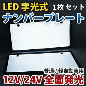 LEDナンバープレート 字光式 電光式 激白 超薄型 字光式 12V/24V兼用 全面発光 8mm 前後 1枚 セット CPD04D