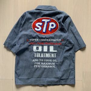 STP ワークシャツ ピットシャツ STP20104S NAVY Mサイズ 定価11990円 ワッペン刺繍 A40620-28