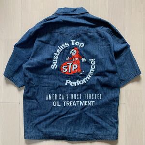 STP デニムワークシャツ ピットシャツ STP19109S INDIGO 2XLサイズ 定価10780円 ワッペン刺繍 A40620-26 