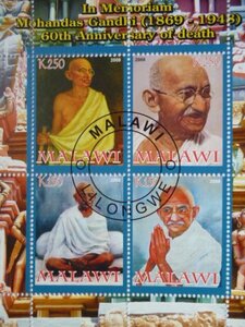 特価！(画像2枚) ルワンダ/マラウイ切手『ガンジー』2シートセット