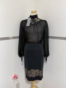 新同 XXS/7～9号 Tadashi Shoji タダシショージ ブラック ワンピース ドレス スカート BS2615XLN