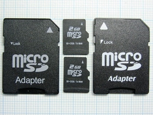 ★アダプタ付 microSD メモリーカード ２GB ２枚 中古★送料６３円～