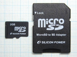 ★アダプタ付 SILICON POWER microSD メモリーカード ２GB 中古★送料６３円～