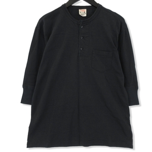 未使用 GLAD HAND グラッドハンド 七分袖Tシャツ GLAD HAND-17 ヘンリーネック ブラック 黒 L 71004454