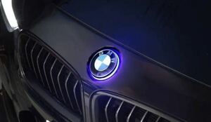 BMW 発光 LEDエンブレムマーカー 82mm LED 青 社外 ボンネットF30.F32G11G12