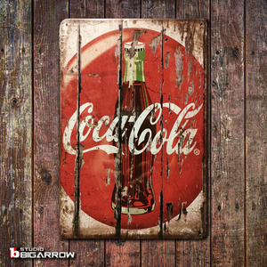 ブリキ看板 20×30㎝ Coca-Cola コカ・コーラ ガレージ スチール アンティーク アメリカンインテリア 世田谷ベース 新品