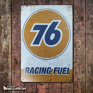 ブリキ看板 20×30㎝ 76 RACING FUEL ガレージ スチール アンティーク アメリカンインテリア 世田谷ベース 新品
