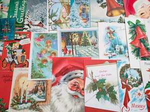 【60枚】USA アメリカ ヴィンテージ グリーティング カード レトロ クリスマス Xmas サンタ リース ツリー アソート