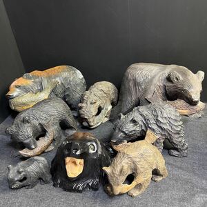 まとめて 8点 北海道 木彫りの熊 民芸品 郷土玩具 熊 置物 木彫 鮭 熊の置物 民芸 オブジェ 一刀彫 彫刻 アイヌ工芸