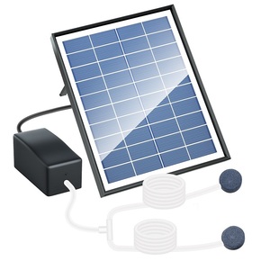 太陽光発電 エアポンプ ソーラー給電式 DC10V 6W パネル エア吐出量0.8L/min エアチューブ エアーストーン2個付き