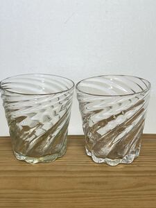 琉球ガラス　ねじりグラス　透明2個セット
