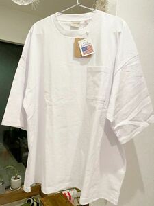 新品タグ付き 即決 送料無料 Goodwear グッドウェア USAコットン ポケット付きスーパービッグTシャツ Lサイズ 白T
