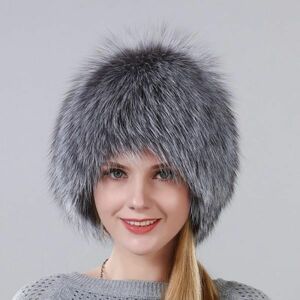A145020：ホット 冬 帽子 100% リアル ナチュラル シルバー フォックス 毛皮 女性 ニット毛皮 帽子