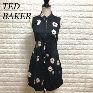 TED BAKER テッドベイカー　花柄ワンピース　ノースリーブ　膝丈サイズ1　Sサイズ