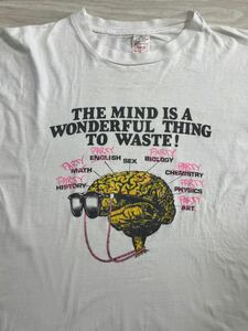 激レア スペシャル 80s BrainWaves SPORTSWEAR Tシャツ XXL ホワイト 脳みそプリント party エロ ユーモア メッセージ 90s vibtage USA製 