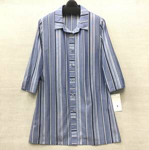 【新品】L UVカット 婦人 ブラウス ジャケット 綿100％ Ｌサイズ 送料無料 ストライプ柄 良質素材 シャツ