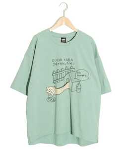 ScoLar スカラー パリティ お家から出たくない伸びる クマ柄 Tシャツ 新品 未使用 ユニセックス 男女兼用 グリーン