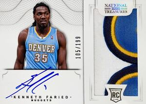 【NBA Super rare】KENNETH FARIED National Treasures/RC/auto / 4color patch / #/199