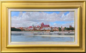 西房浩二 Torun　油彩　変形12号　風景画　ポーランド　トルン　運河 教会