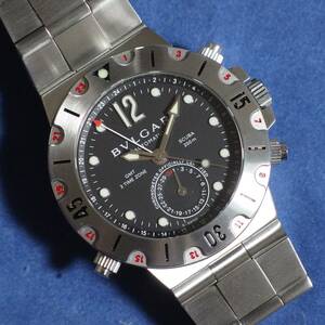 【 美品 】BVLGARI ブルガリ ディアゴノ スクーバ GMT SD38S GMT メンズ 自動巻き 腕時計 稼働品