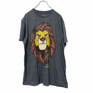 a406-6424 Disney LION KING 半袖 プリントTシャツ Lサイズ ライオンキング ディズニー グレー US古着