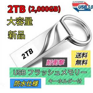 フラッシュメモリー2TB(2000)GBキーホルダー シルバー色 新品 送料無料 数量限定