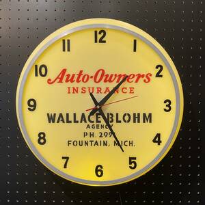 【1円スタート!!】 1950年代 Auto Owners 壁掛け時計 非売品 ストアディスプレイ 店舗什器 ヴィンテージ E0122